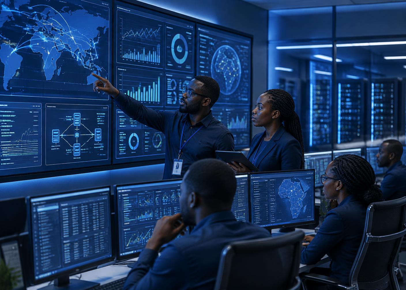 Bakartech team reviewing infrastructure dashboards